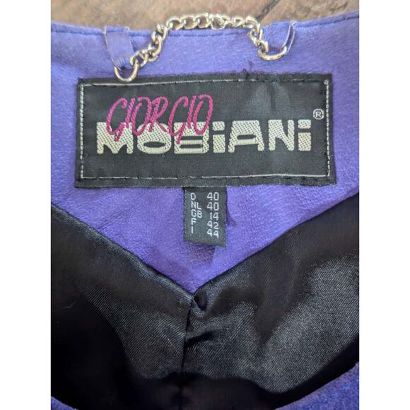Vintage Giorgio Mobiani Purple Leather Studded Jacket, Size 14 - Picture 4 of 7